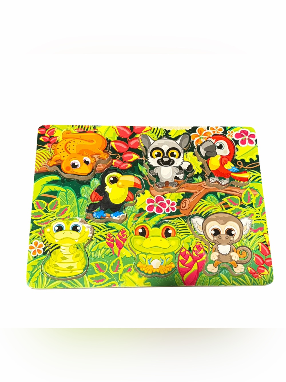 Wooden Jungle Animal Peg Puzzle | Preschool Toddler Learning Toy